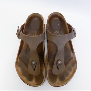 Birkenstock Gizeh Brown Thong Sandals size 38 7